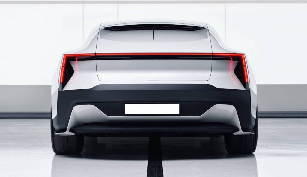 Picture of a rear of a Polestar car, which shows a rear view camera